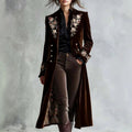 Maren - Women's Botanical Embroidered Velvet Long Coat 3