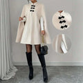 Margaret - Women's Stand Collar Knot Button Cape 1