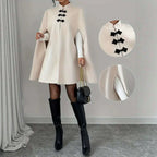 Margaret - Women's Stand Collar Knot Button Cape 1