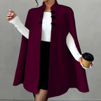 Margaret - Women's Stand Collar Knot Button Cape 2