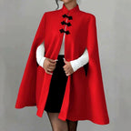 Margaret - Women's Stand Collar Knot Button Cape 3