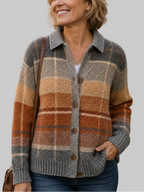 Margot - Women's Button-Front Colorblock Knit Sweater