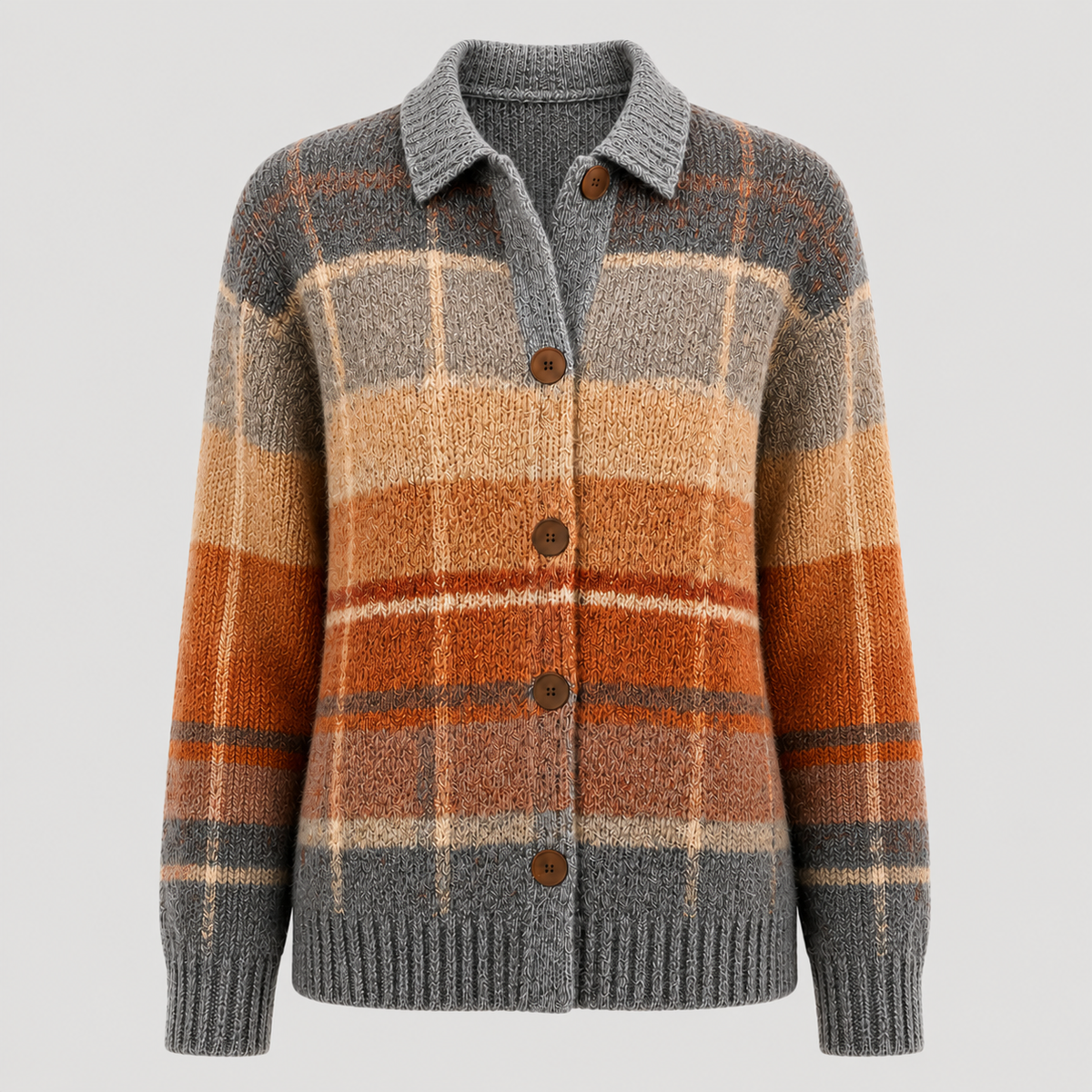 Margot - Women's Button-Front Colorblock Knit Sweater