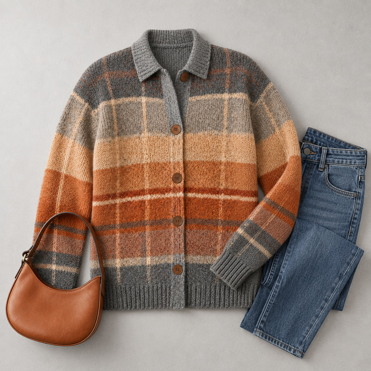 Margot - Women's Button-Front Colorblock Knit Sweater