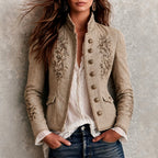 Margot - Women's Floral Embroidery Stand-Up Collar Blazer 1