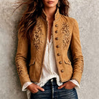 Margot - Women's Floral Embroidery Stand-Up Collar Blazer 2