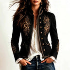 Margot - Women's Floral Embroidery Stand-Up Collar Blazer 3