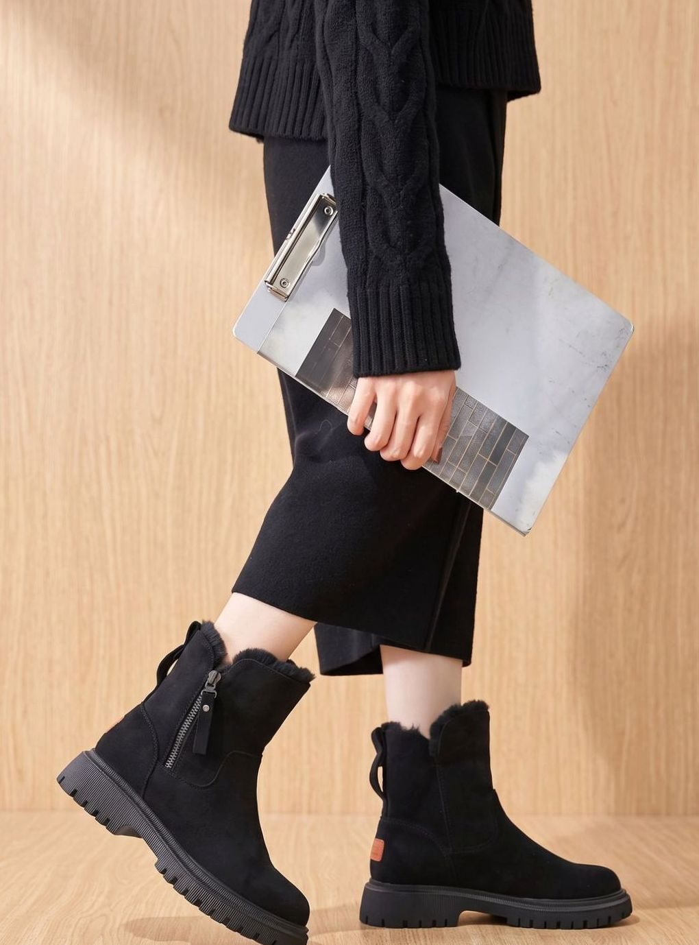 Marguerite - Women's Shearling-Lined Suede Ankle Boots