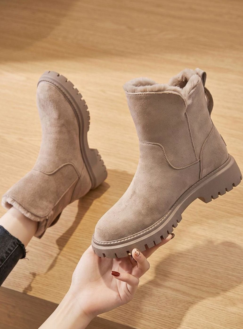 Marguerite - Women's Shearling-Lined Suede Ankle Boots