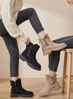 Marguerite - Women's Shearling-Lined Suede Ankle Boots