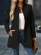 Marina - Women's Button-Front A-Line Blazer Coat