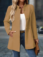 Marina - Women's Button-Front A-Line Blazer Coat