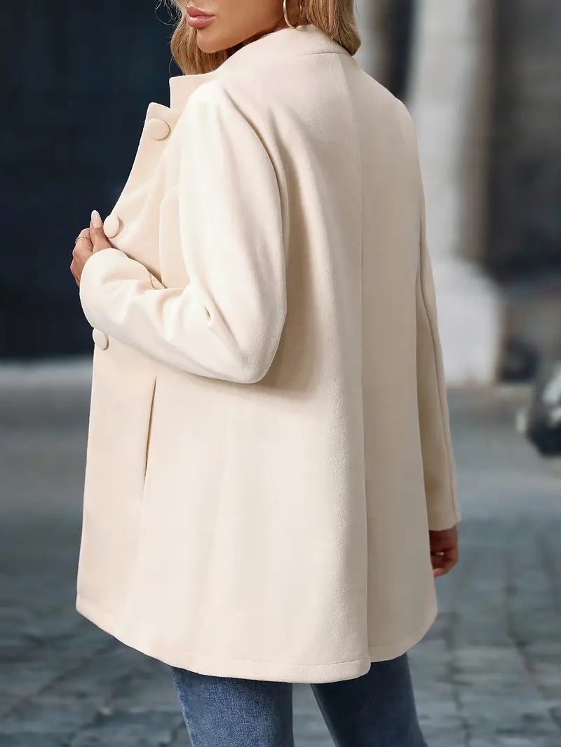 Marina - Women's Button-Front A-Line Blazer Coat