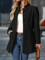 Marina - Women's Button-Front A-Line Blazer Coat