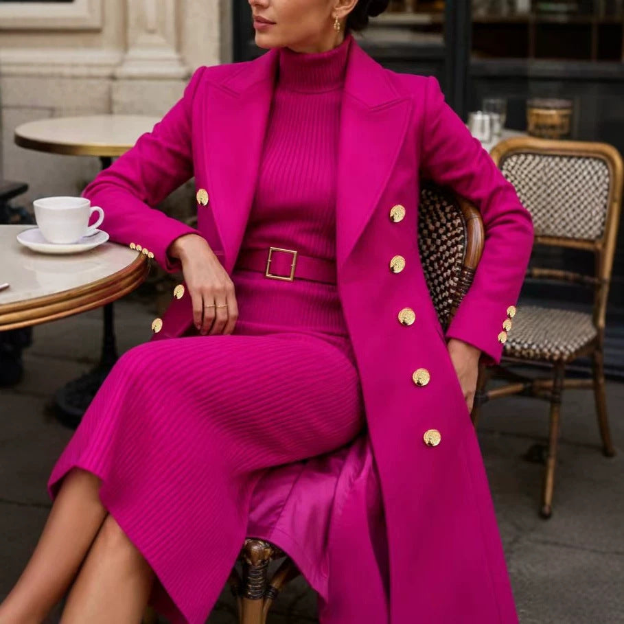 Marjorie - Women's Tailored Longline Double-Breasted Coat 1
