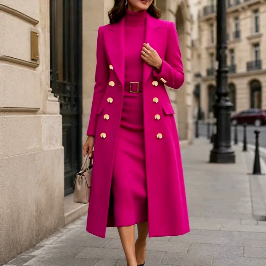 Marjorie - Women's Tailored Longline Double-Breasted Coat 2