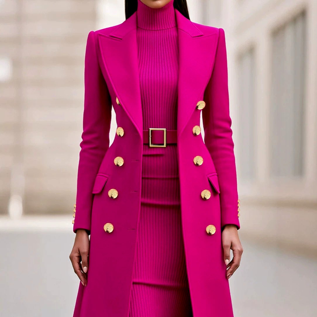 Marjorie - Women's Tailored Longline Double-Breasted Coat 3