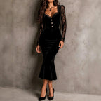 Marjorie - Women's Velvet V-Neck Mermaid Evening Gown 1