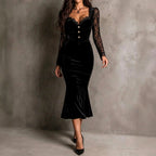 Marjorie - Women's Velvet V-Neck Mermaid Evening Gown 2