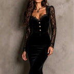 Marjorie - Women's Velvet V-Neck Mermaid Evening Gown 3