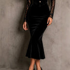 Marjorie - Women's Velvet V-Neck Mermaid Evening Gown 4