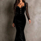 Marjorie - Women's Velvet V-Neck Mermaid Evening Gown 5