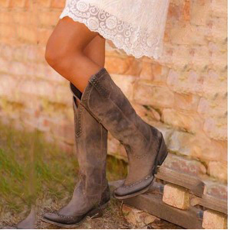 Marlena - Women's Studded Suede Knee-High Boots