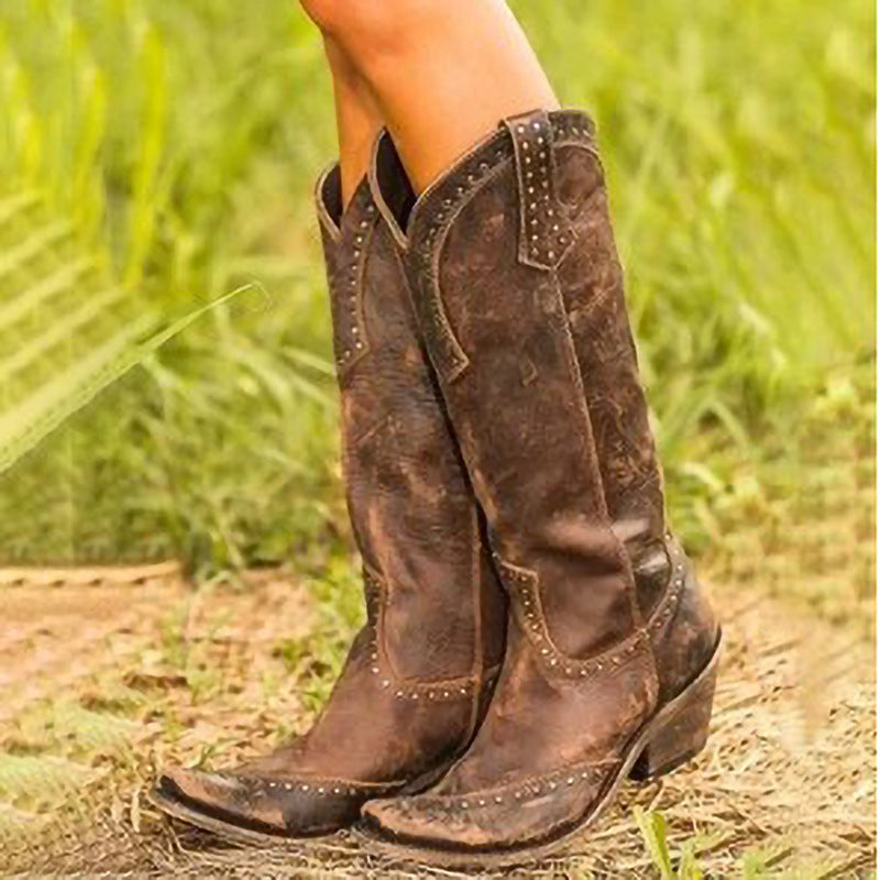 Marlena - Women's Studded Suede Knee-High Boots