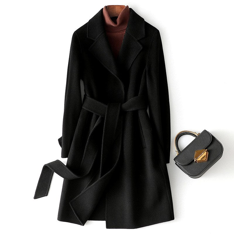 Marlene - Women’s Single-Button Coat with Self-Tie Belt 2