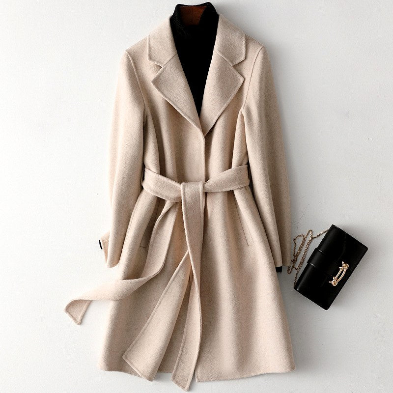 Marlene - Women’s Single-Button Coat with Self-Tie Belt 3