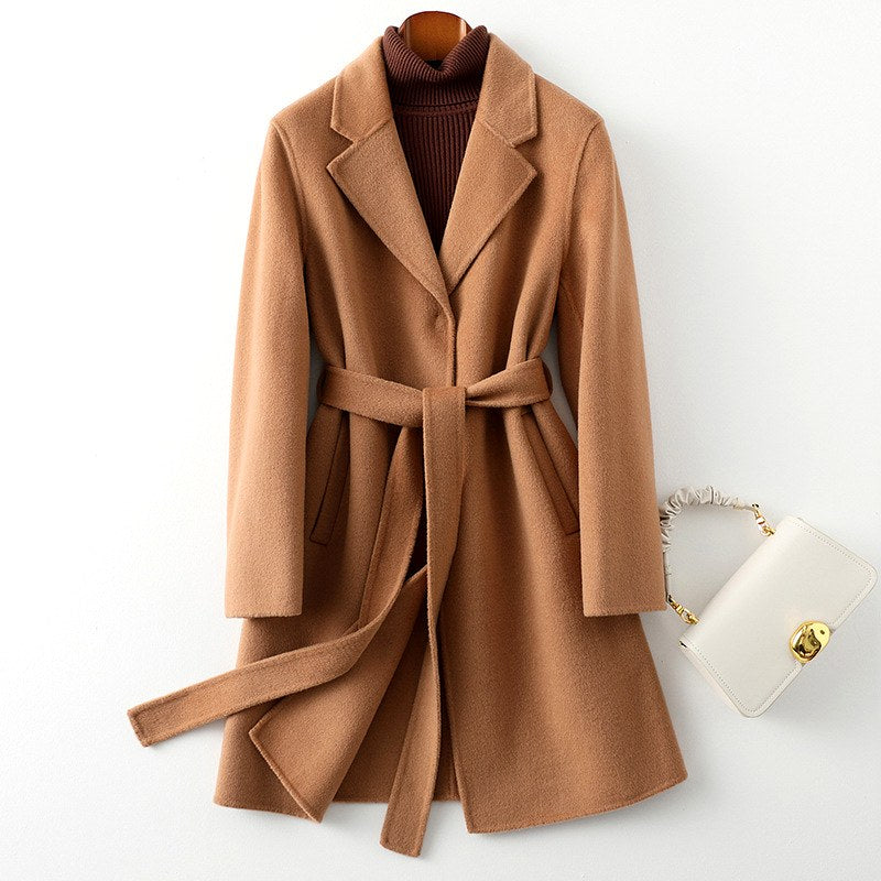 Marlene - Women’s Single-Button Coat with Self-Tie Belt 4