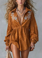 Marlowe - Women's Embroidered Boho Long Sleeve Mini Dress 1