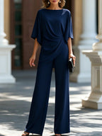 Matilda - Women's Boat Neck Wide Leg Matching Set 1