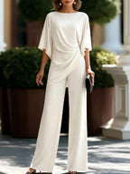 Matilda - Women's Boat Neck Wide Leg Matching Set 3