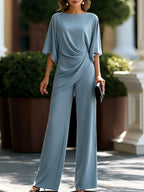 Matilda - Women's Boat Neck Wide Leg Matching Set 5