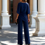 Matilda - Women's Boat Neck Wide Leg Matching Set 8