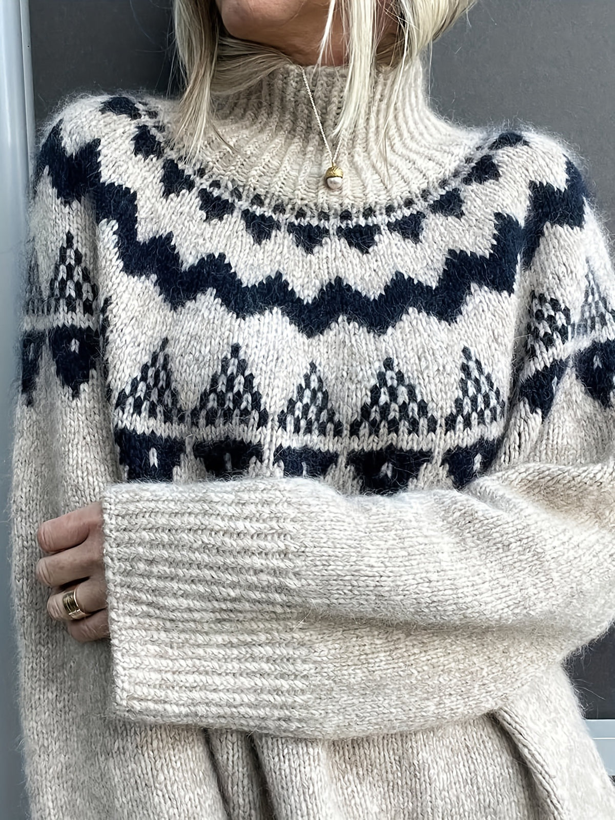 Maude - Women’s High Neck Winter Knit Sweater