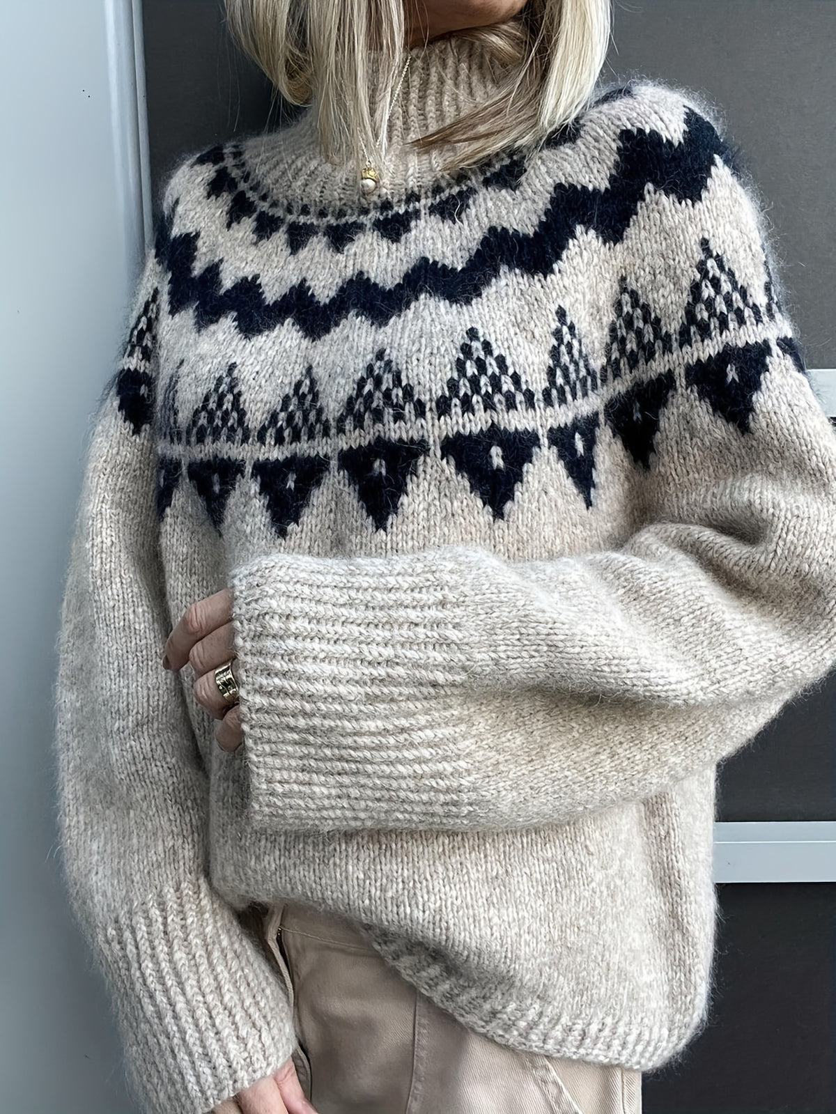 Maude - Women’s High Neck Winter Knit Sweater