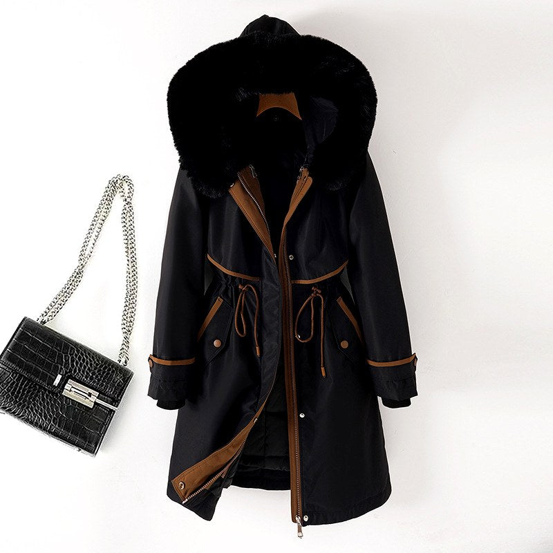 Maya - Women's Plush Collar Contrast Edge Parka 2