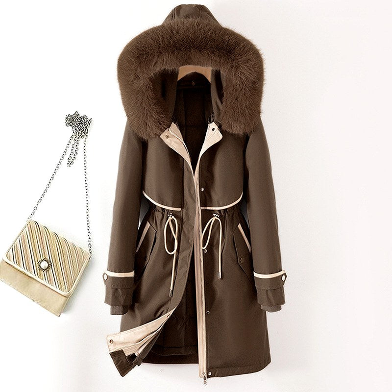 Maya - Women's Plush Collar Contrast Edge Parka 6
