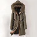 Megan - Women's Long Parka Jacket with Faux Fur-Lined Hood