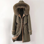 Megan - Women's Long Parka Jacket with Faux Fur-Lined Hood