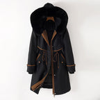 Megan - Women's Long Parka Jacket with Faux Fur-Lined Hood