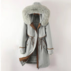 Megan - Women's Long Parka Jacket with Faux Fur-Lined Hood