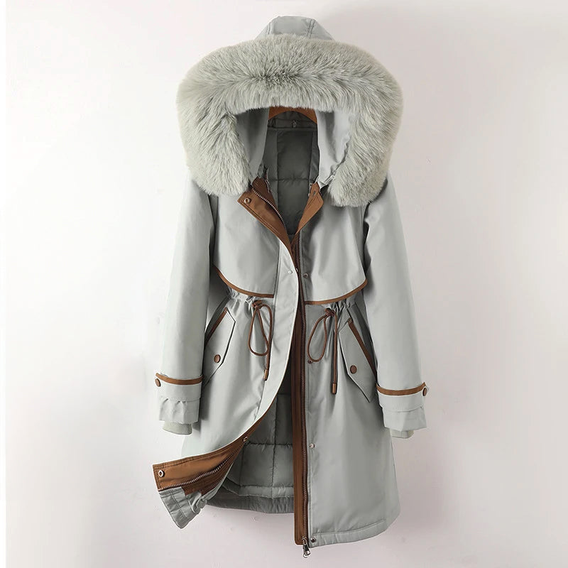 Megan - Women's Long Parka Jacket with Faux Fur-Lined Hood