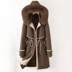 Megan - Women's Long Parka Jacket with Faux Fur-Lined Hood