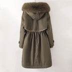 Megan - Women's Long Parka Jacket with Faux Fur-Lined Hood