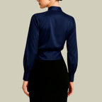 Melody - Women's Draped Satin Blouse with Long Sleeves