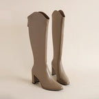 Minerva - Women's Tall Leather Boots with Side Zipper