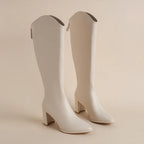 Minerva - Women's Tall Leather Boots with Side Zipper